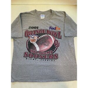 Vintage Oklahoma Sooners Shirt Mens XL Orange Bowl 2001 Football National Champs
